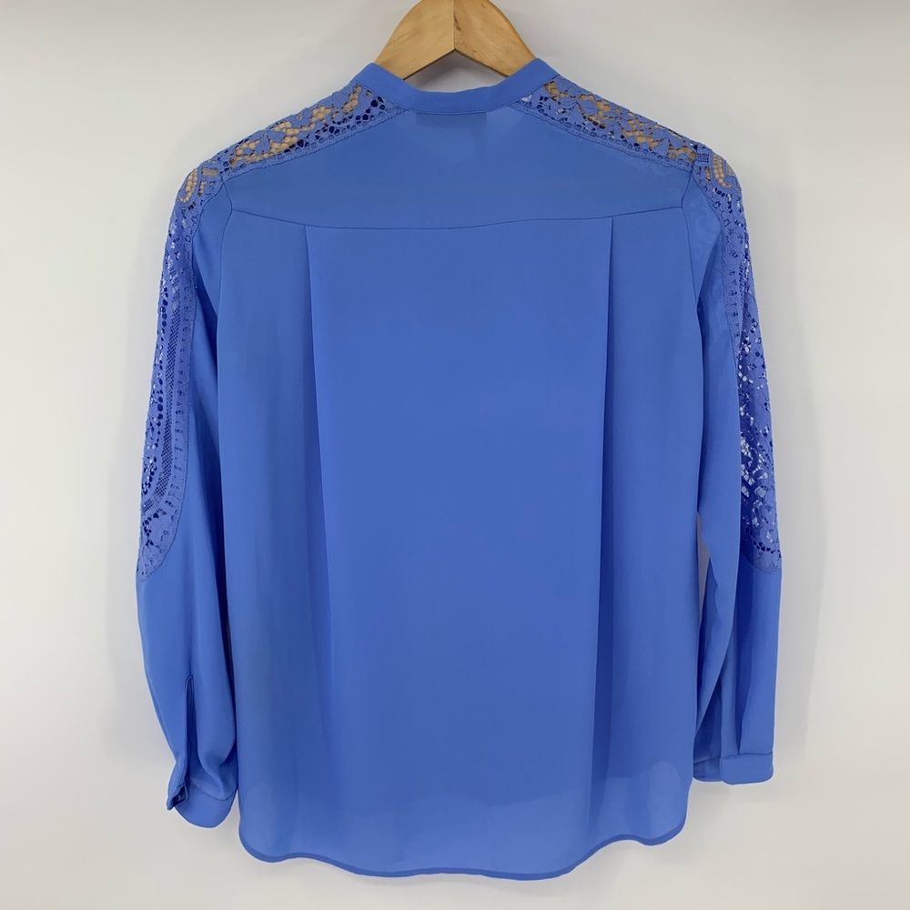 The Kooples Lace Blouse Blue Button Down Shirt Top - Picture 6 of 7